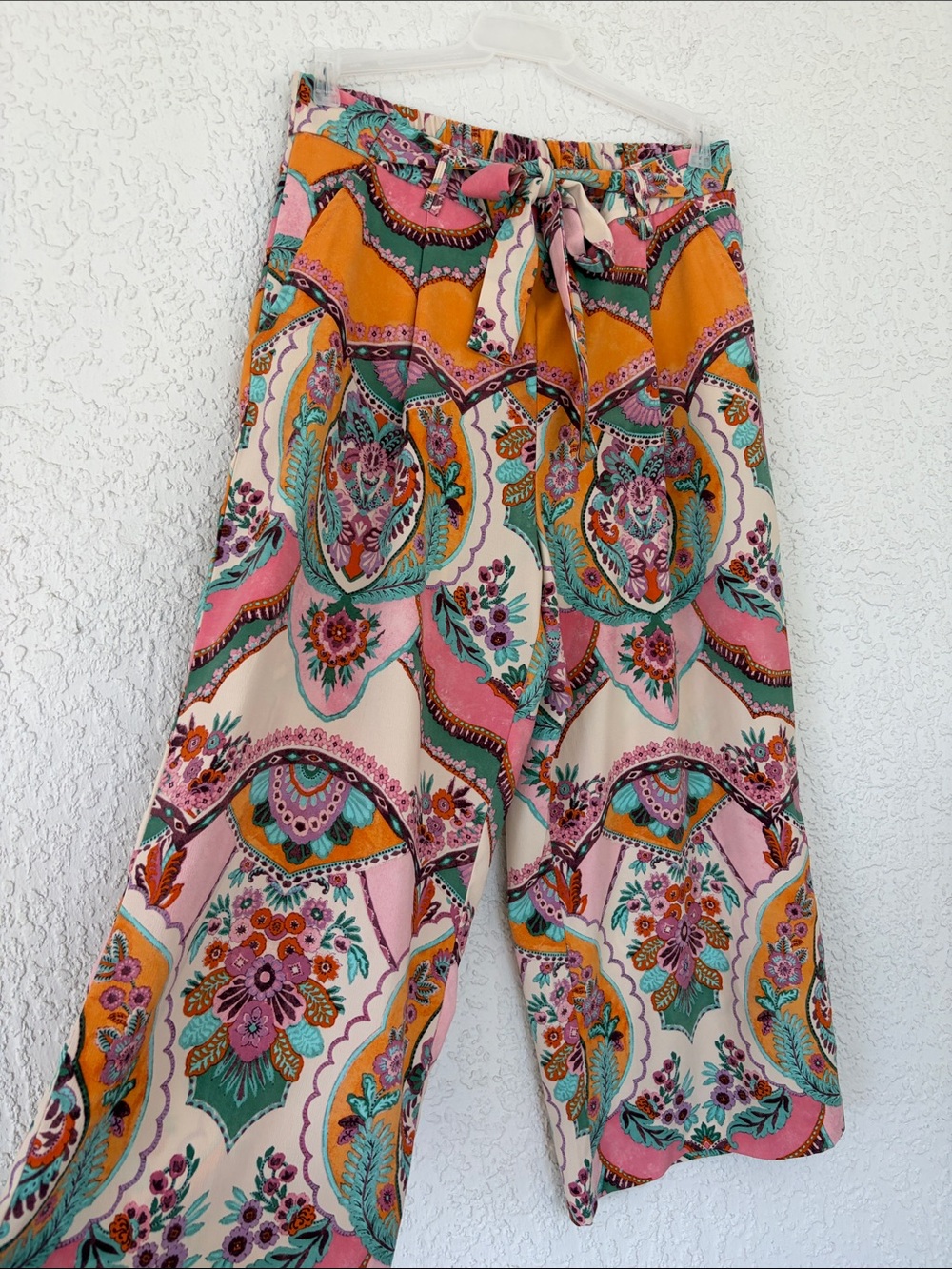Eliane Rose boho Wide-Leg Pants — Pink, Orange, Teal size L - Picture 4 of 9